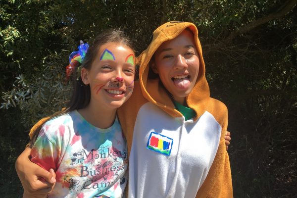 Teen youth leaders in costume for Wacky Wednesday at Tilden Outdoor Camp in Berkeley