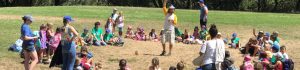 Site Director Ian leads circle time at Tilden Outdoor Camp in Berkeley